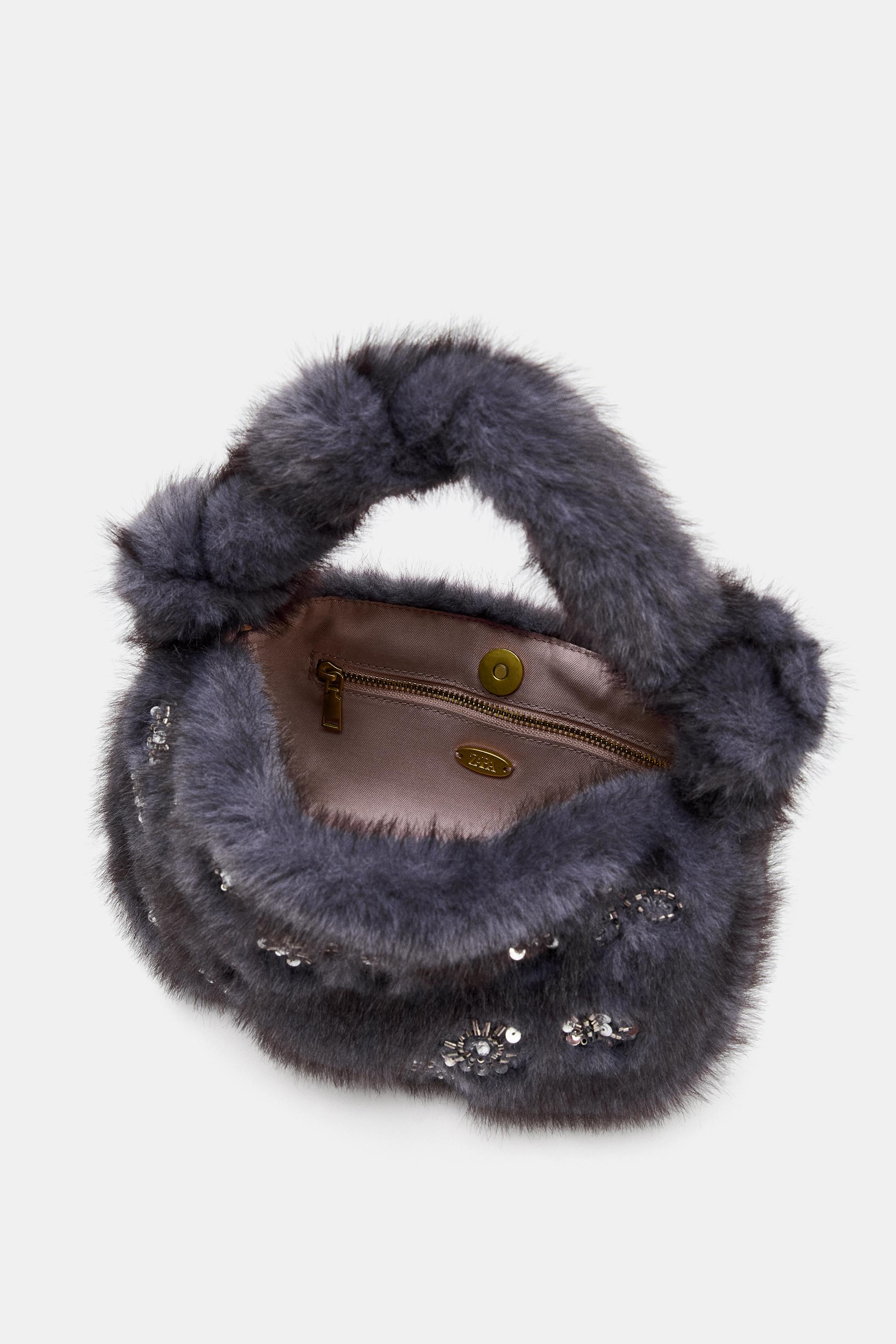 SHINY FAUX FUR MINI BAG